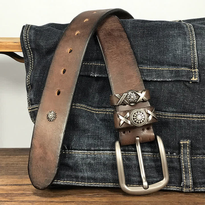 Ceinture en cuir cloutée unique pour homme, faite à la main