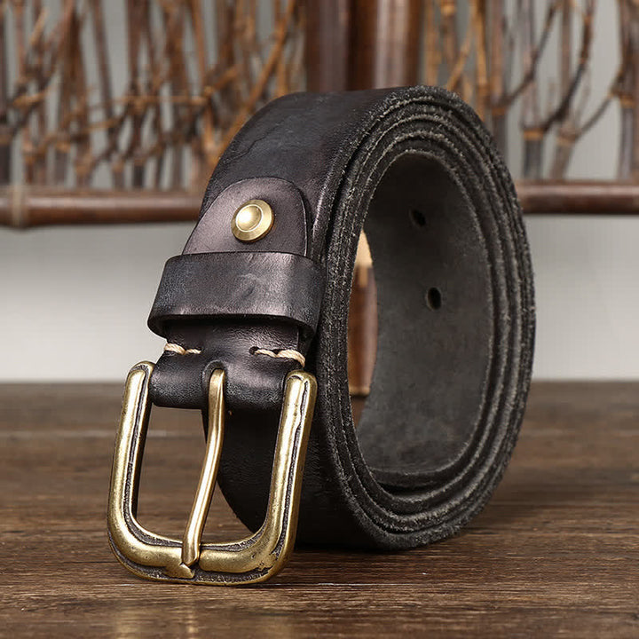Ceinture en cuir à motif de gouvernail en relief et effet vieilli pour homme