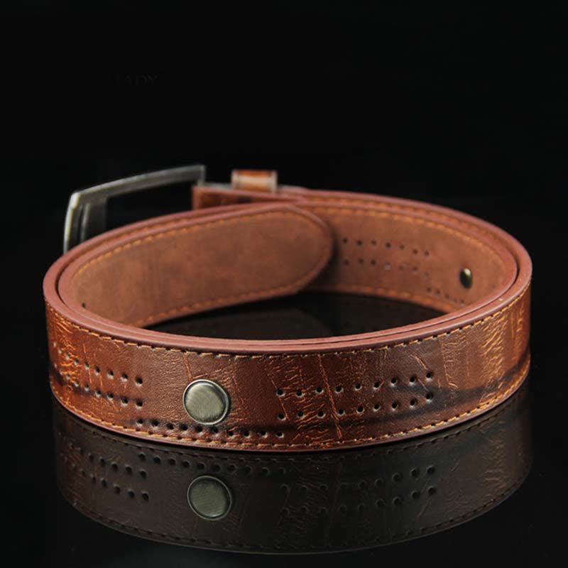 Ceinture en cuir creux à rivets punk décontracté pour hommes