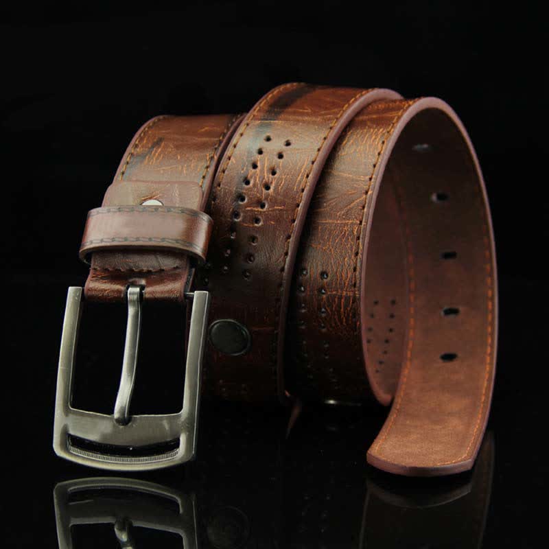 Ceinture en cuir creux à rivets punk décontracté pour hommes