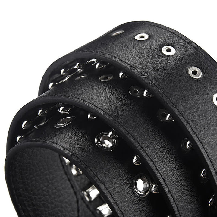 Ceinture en cuir cloutée noire à rivets et motif Bullets Punk Rock