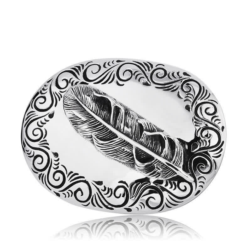 Ceinture en cuir avec boucle en plumes sculptées pour homme