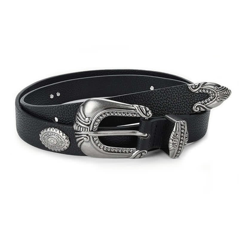 Ceinture en cuir à rivets conchos de style palais pour femme