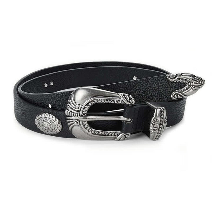 Ceinture en cuir à rivets conchos de style palais pour femme