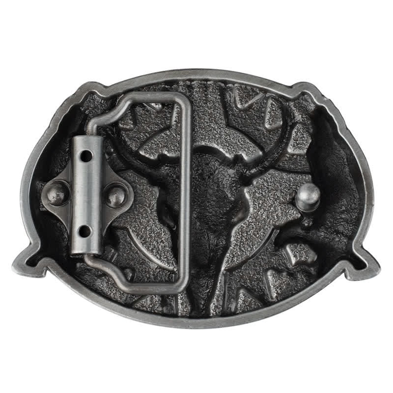 Ceinture en cuir à boucle vintage pour homme avec motif taureau et double aigle