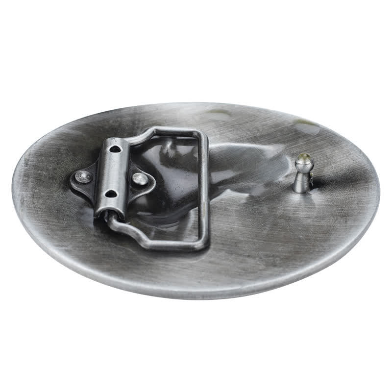 Ceinture en cuir avec boucle d'équitation en émail bleu pour homme