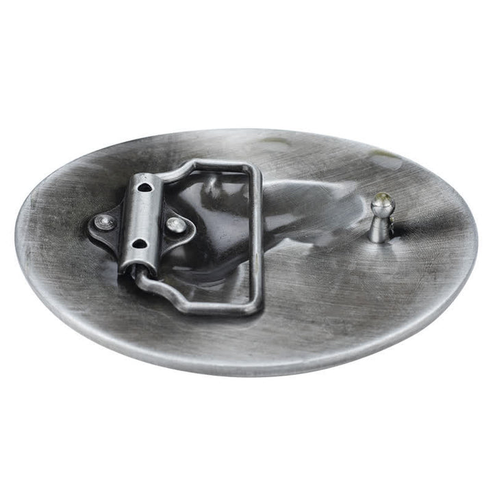 Ceinture en cuir avec boucle d'équitation en émail bleu pour homme