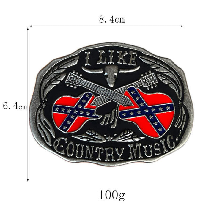 Ceinture en cuir à boucle taureau pour homme, motif guitare country