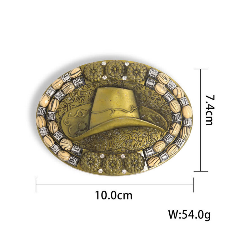 Ceinture en cuir avec boucle décorative en perles dorées pour chapeau de cowboy pour homme