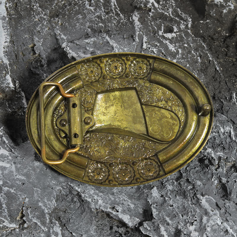 Ceinture en cuir avec boucle décorative en perles dorées pour chapeau de cowboy pour homme