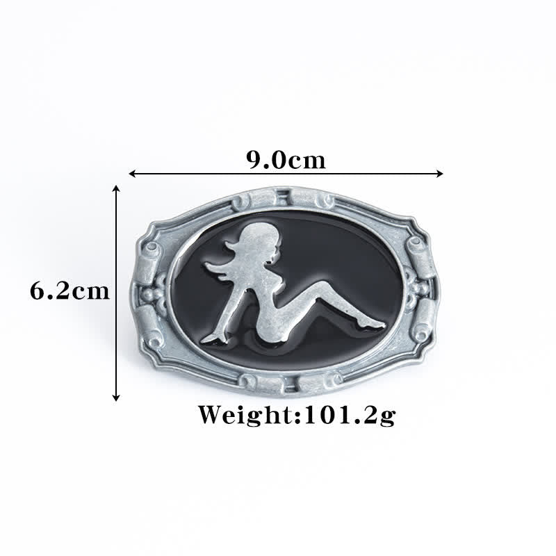 Ceinture en cuir à boucle pour homme avec silhouette de femme punk DIY