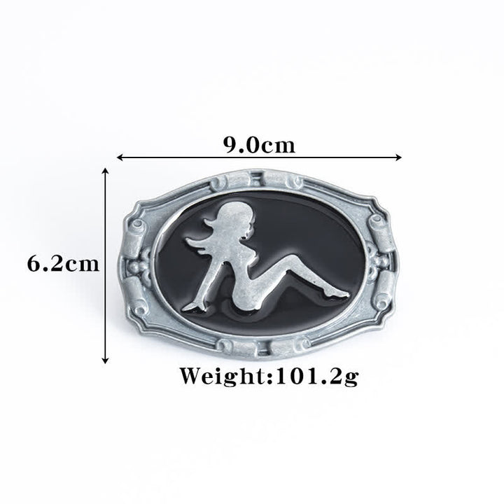 Ceinture en cuir à boucle pour homme avec silhouette de femme punk DIY