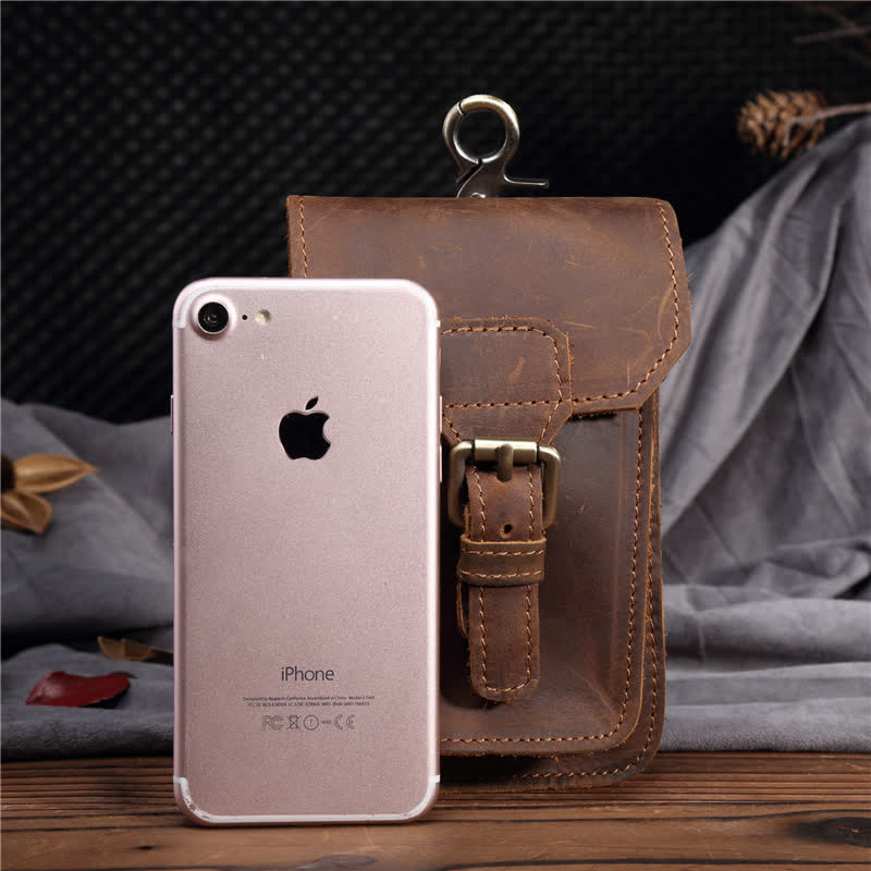 Sac ceinture en cuir avec crochet pour sac à dos de voyage