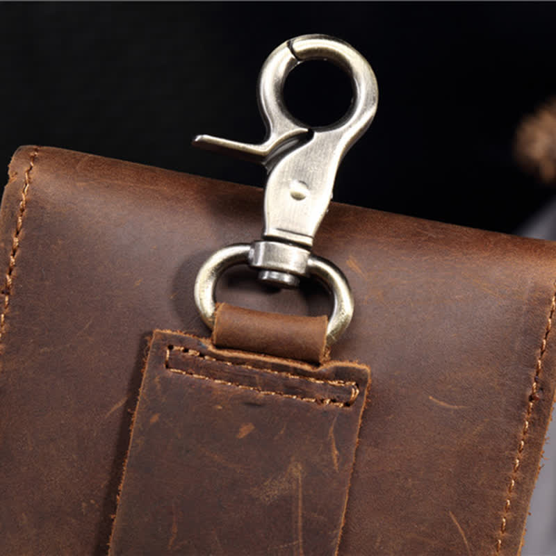 Sac ceinture en cuir avec crochet pour sac à dos de voyage