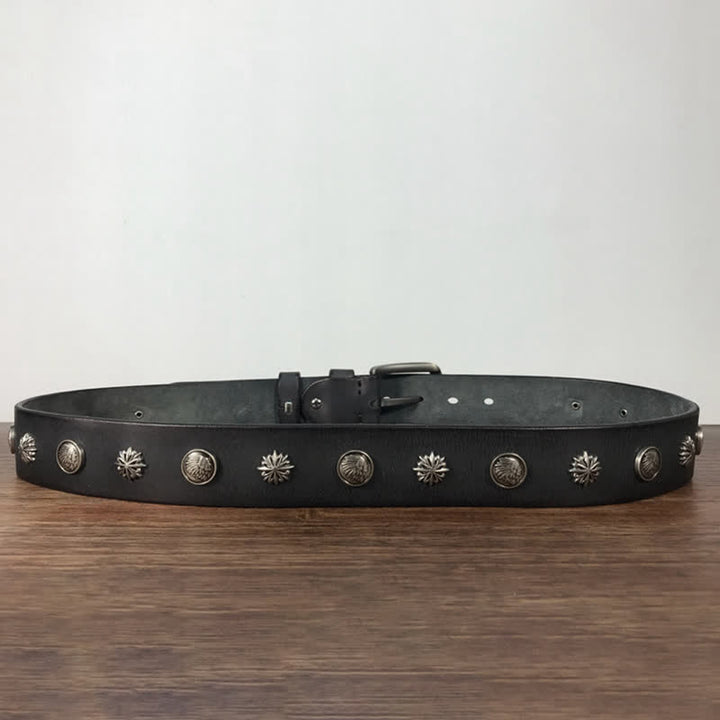 Ceinture en cuir décontractée à rivets métalliques rétro pour jeans