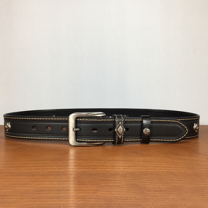 Ceinture en cuir cloutée à rivets en forme de tigre unique