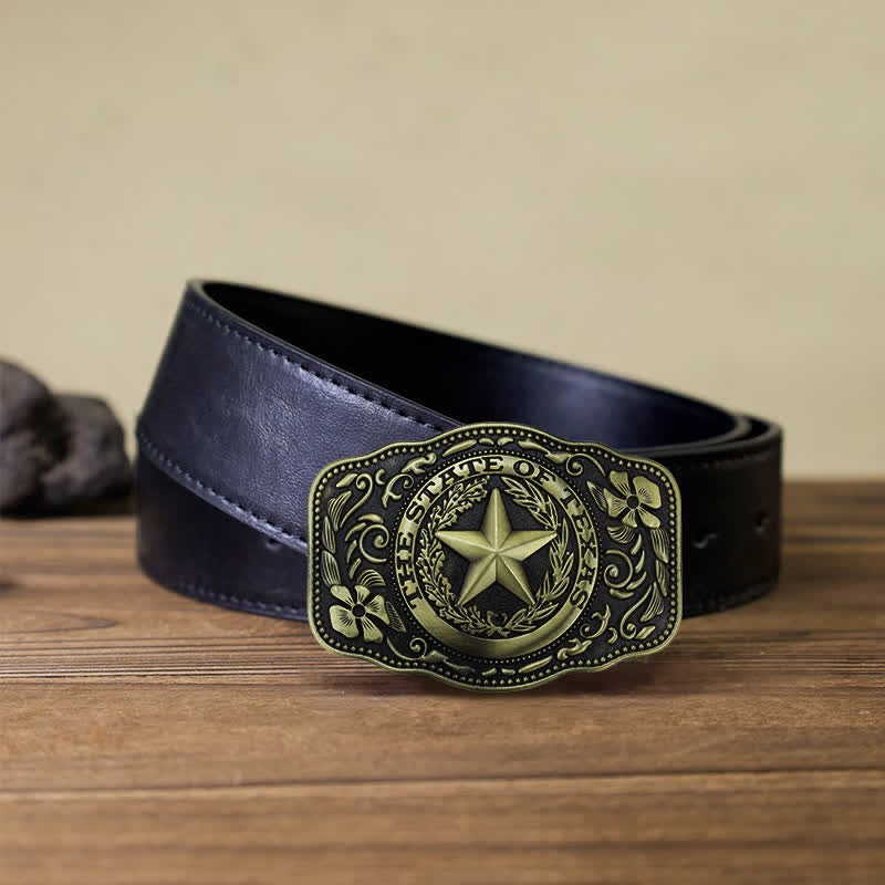 Ceinture en cuir à boucle 5 étoiles Texas State DIY pour homme