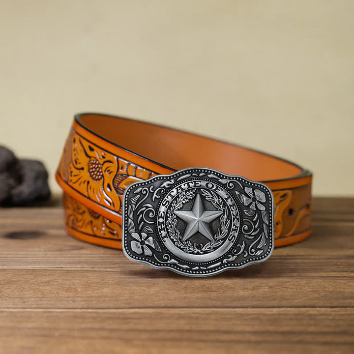 Ceinture en cuir à boucle 5 étoiles Texas State DIY pour homme