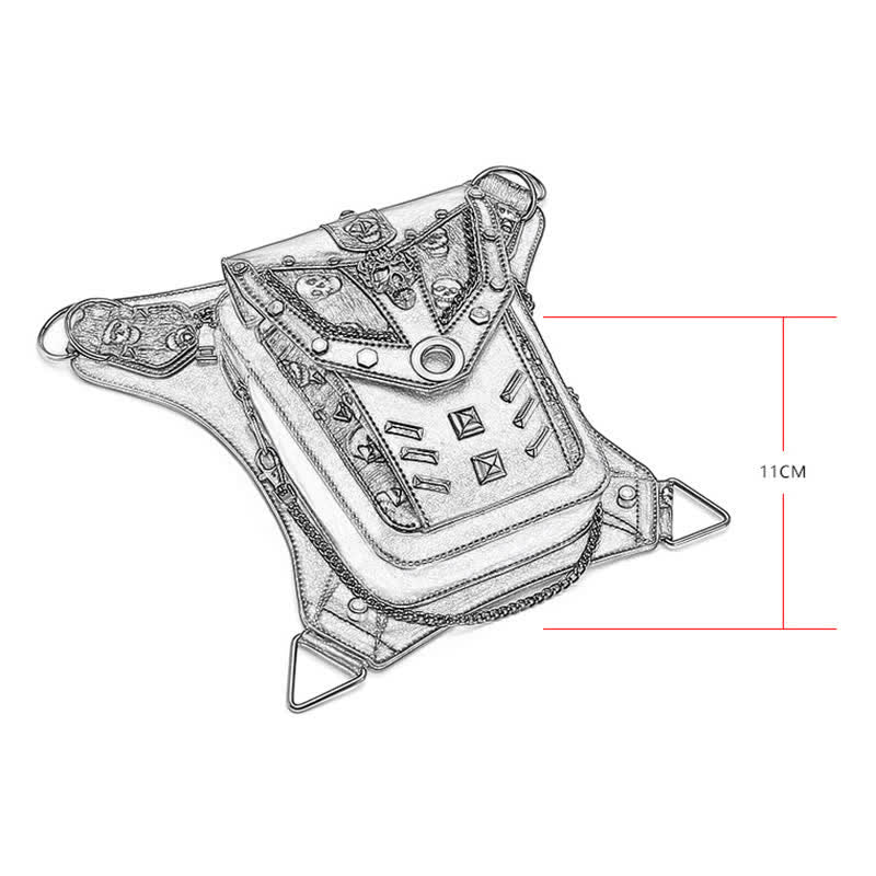 Sac à main Steampunk avec chaîne et décoration de tête de mort