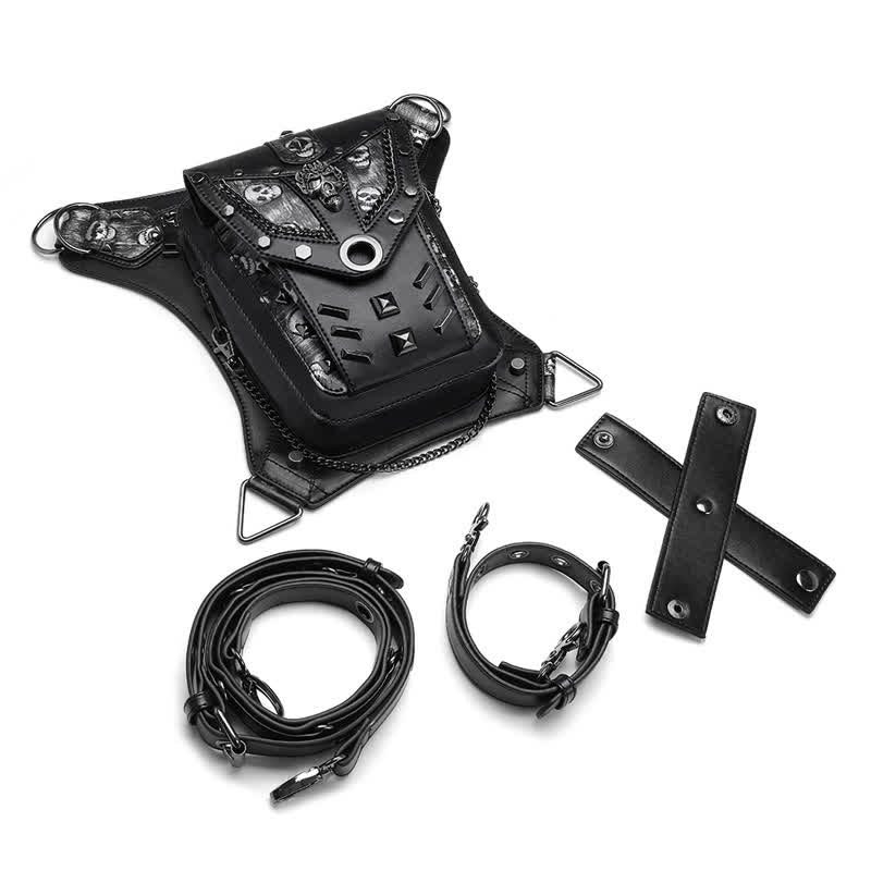 Sac à main Steampunk avec chaîne et décoration de tête de mort