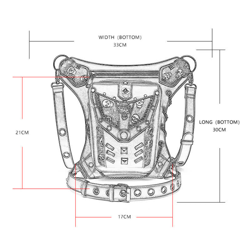 Sac à main Steampunk avec chaîne et décoration de tête de mort