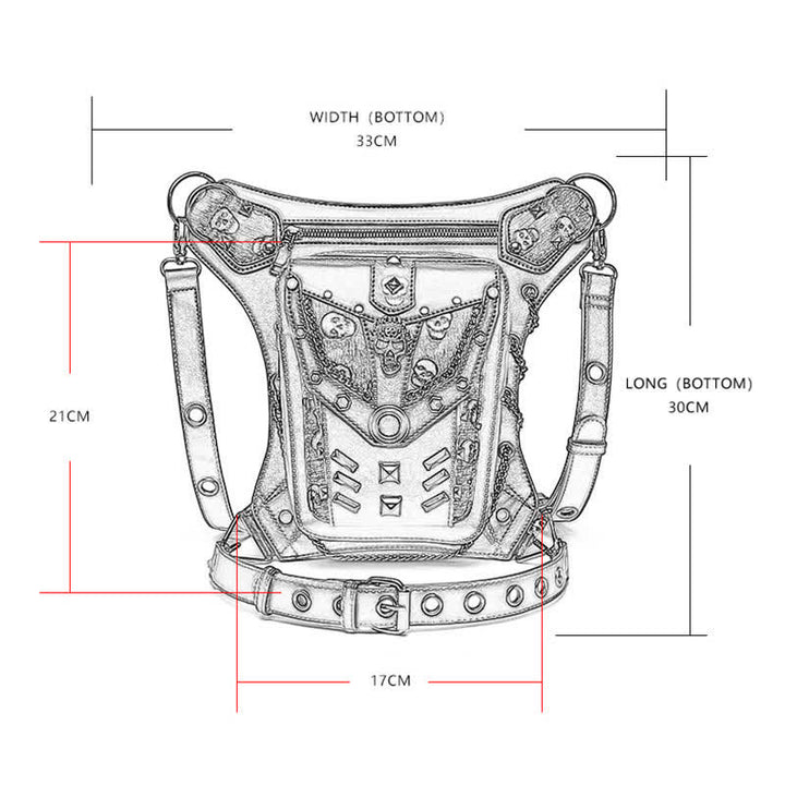 Sac à main Steampunk avec chaîne et décoration de tête de mort