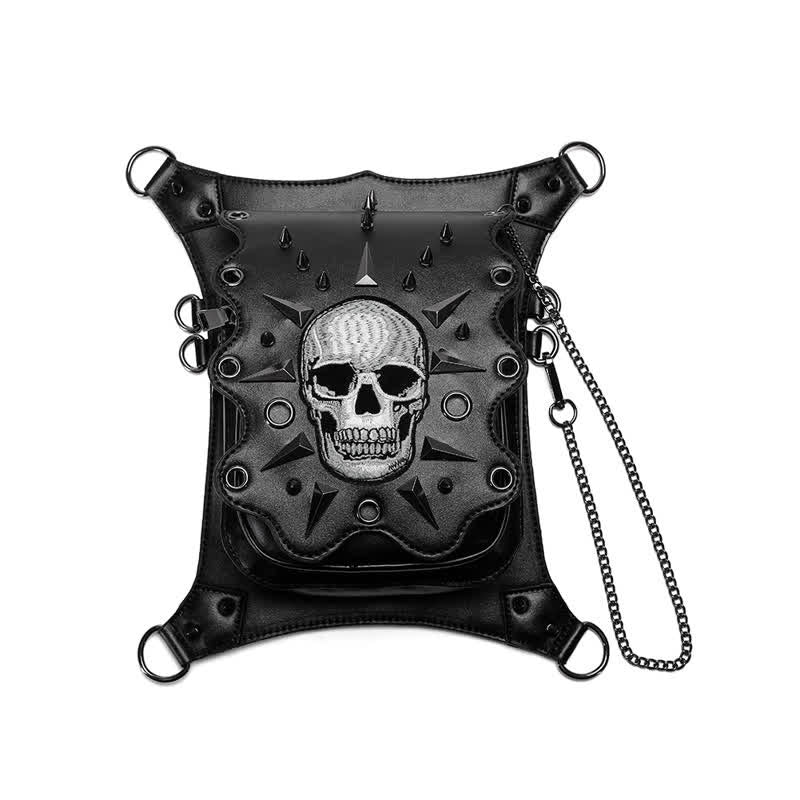 Sac à bandoulière style gothique avec tête de mort et steampunk
