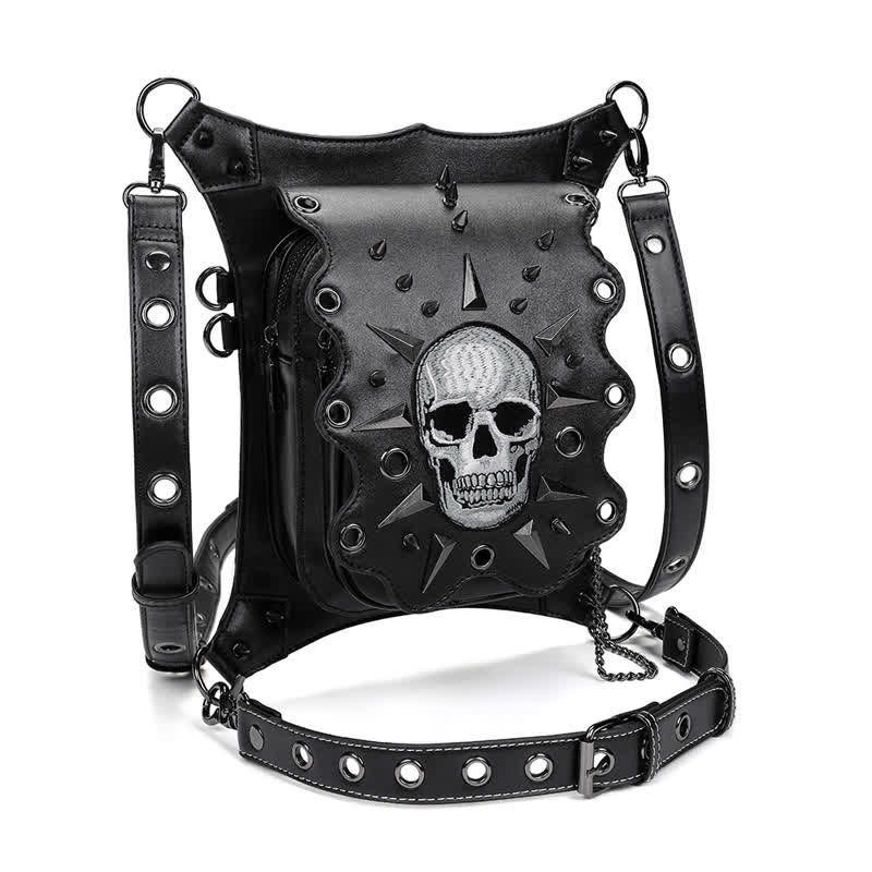Sac à bandoulière style gothique avec tête de mort et steampunk
