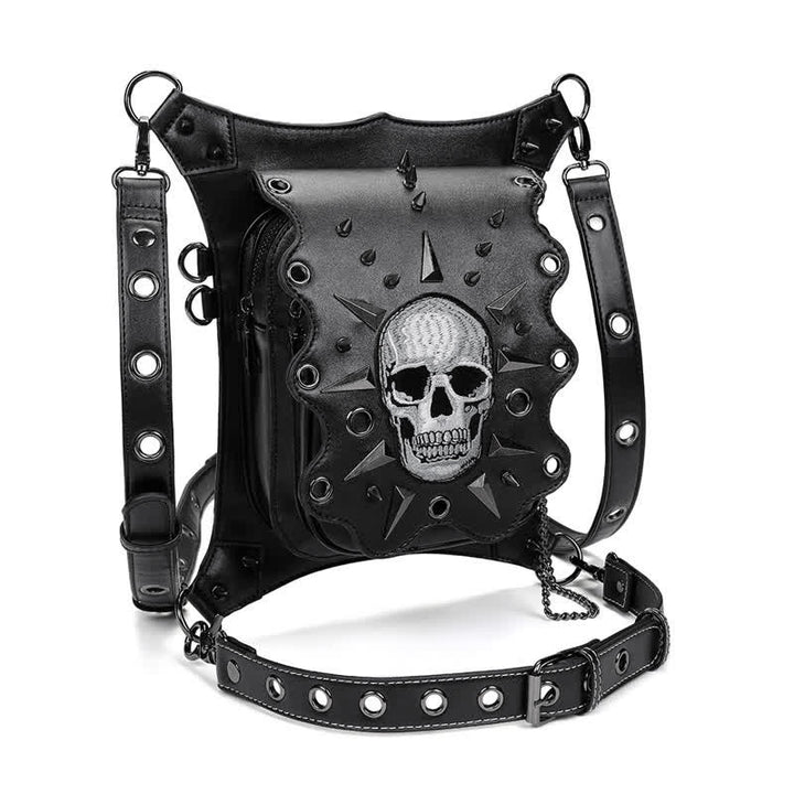 Sac à bandoulière style gothique avec tête de mort et steampunk
