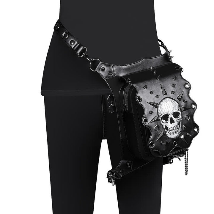 Sac à bandoulière style gothique avec tête de mort et steampunk