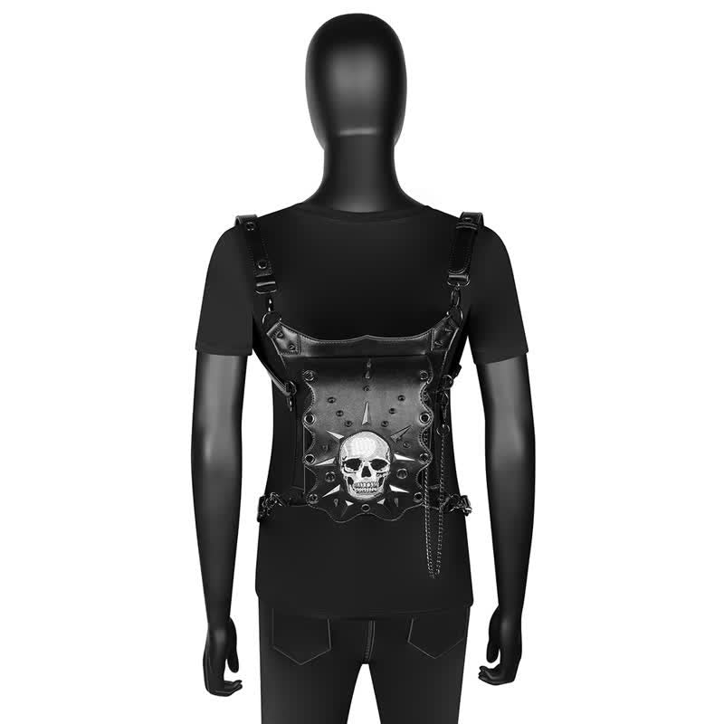 Sac à bandoulière style gothique avec tête de mort et steampunk