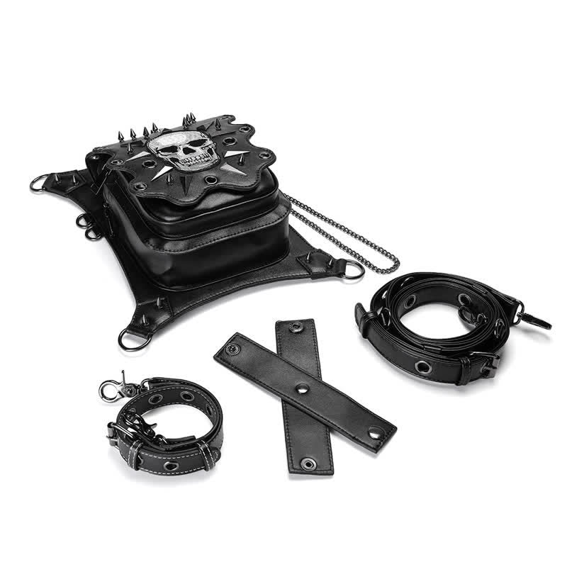 Sac à bandoulière style gothique avec tête de mort et steampunk