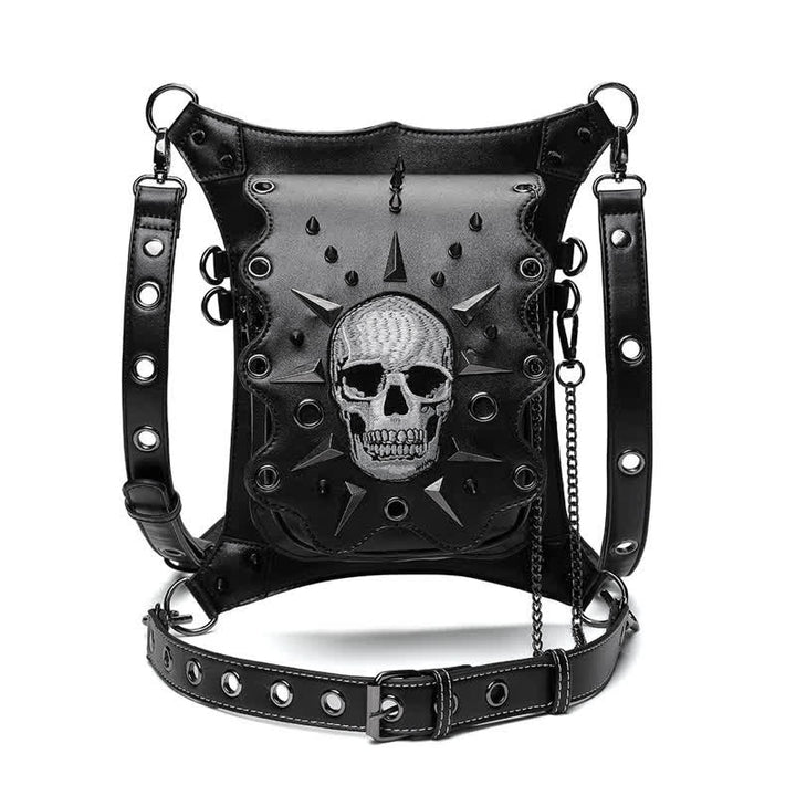 Sac à bandoulière style gothique avec tête de mort et steampunk