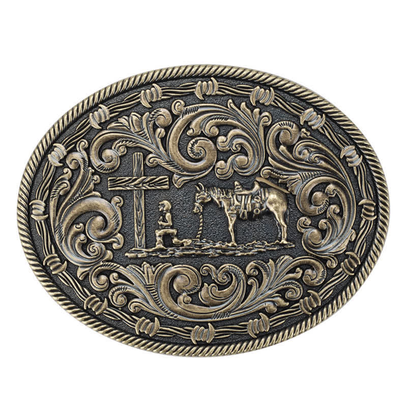Ceinture en cuir à boucle à genoux pour homme avec cavalier à faire soi-même