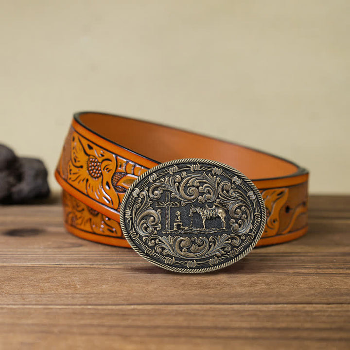 Ceinture en cuir à boucle à genoux pour homme avec cavalier à faire soi-même