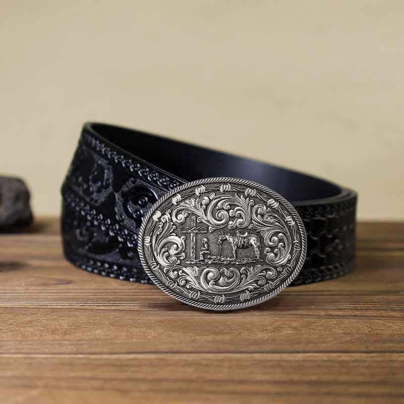 Ceinture en cuir à boucle à genoux pour homme avec cavalier à faire soi-même