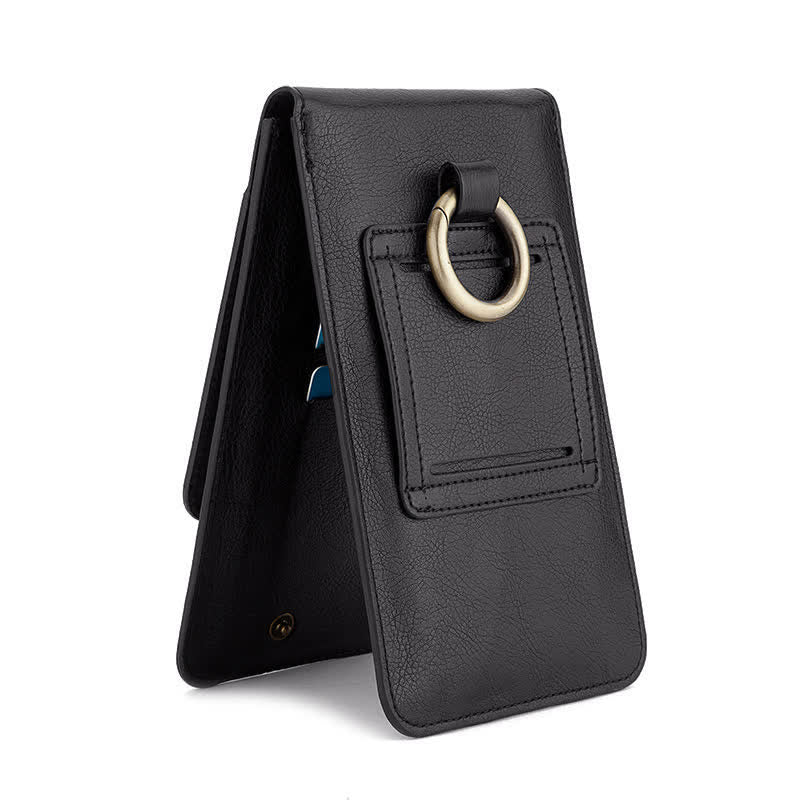 Sac ceinture en cuir noir avec tête de mort punk