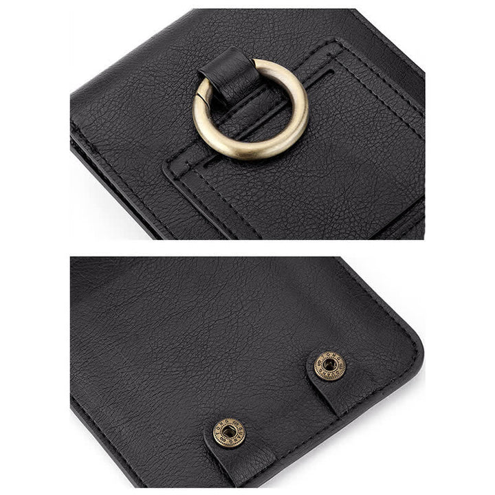 Sac ceinture en cuir noir avec tête de mort punk