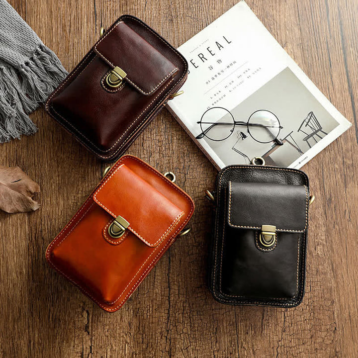 Sac ceinture vintage en cuir tanné végétal