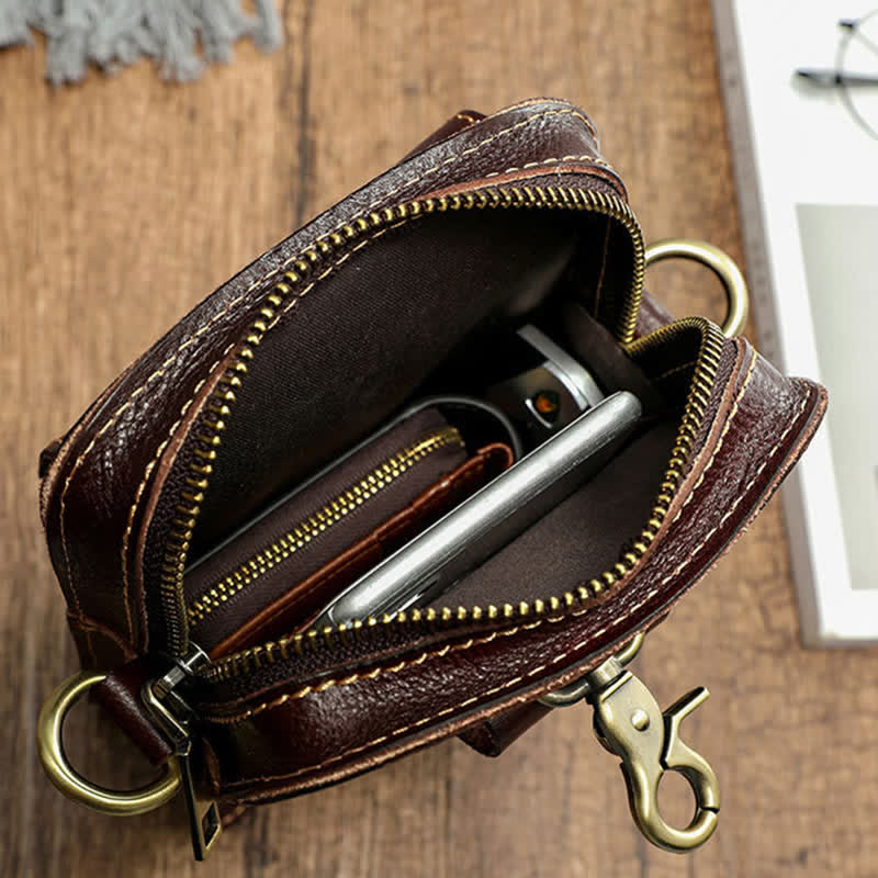 Sac ceinture vintage en cuir tanné végétal