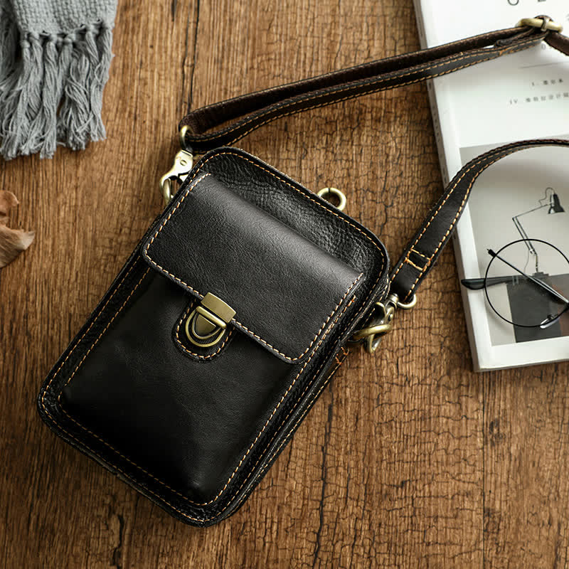 Sac ceinture vintage en cuir tanné végétal