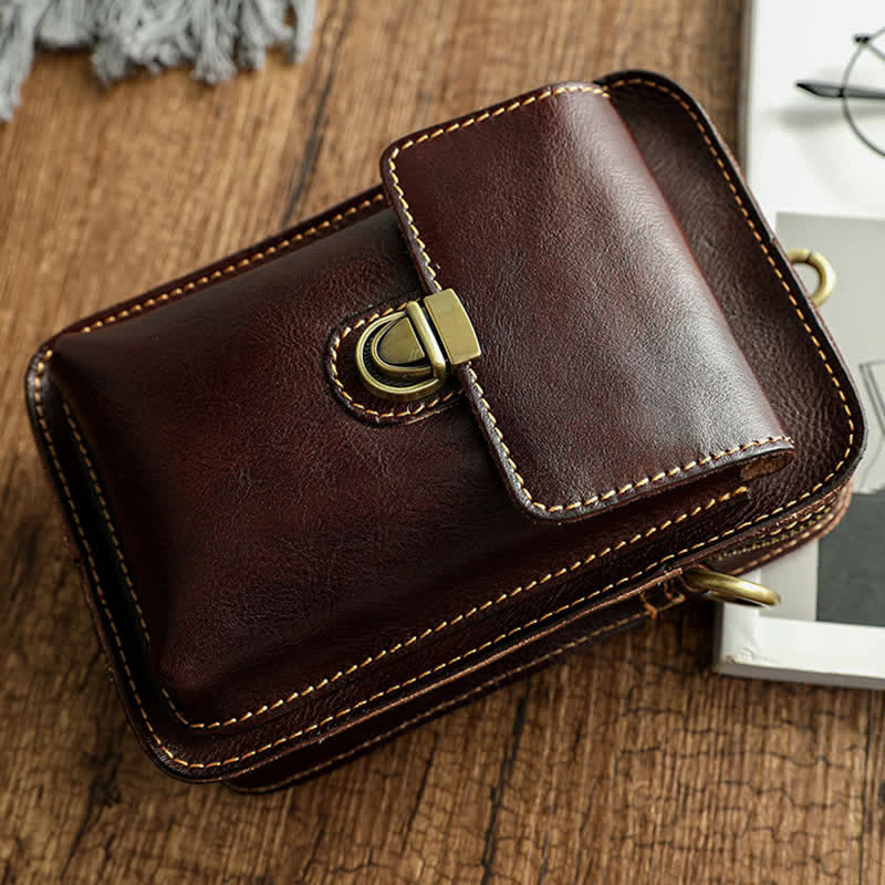 Sac ceinture vintage en cuir tanné végétal