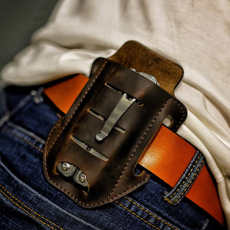 Étui pour lampe de poche multi-outils, sac ceinture en cuir