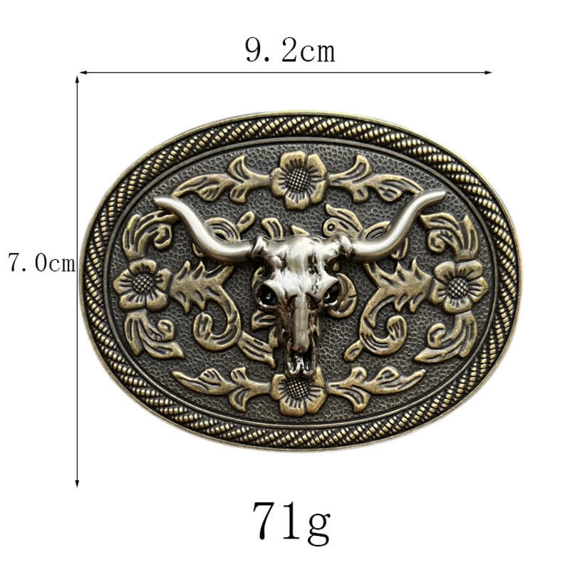 Ceinture en cuir à boucle sculptée en forme de tête de taureau pour homme