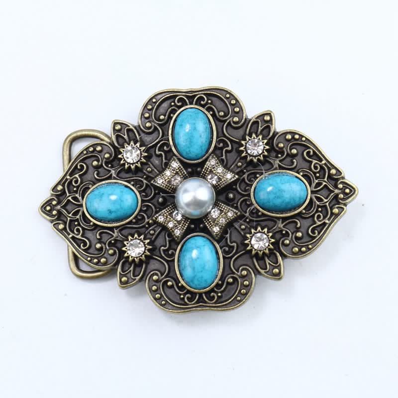 Ceinture en cuir à boucle turquoise décorative et superbe pour homme