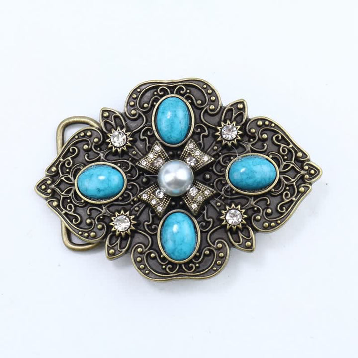Ceinture en cuir à boucle turquoise décorative et superbe pour homme