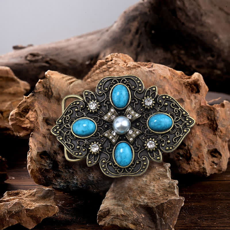 Ceinture en cuir à boucle turquoise décorative et superbe pour homme