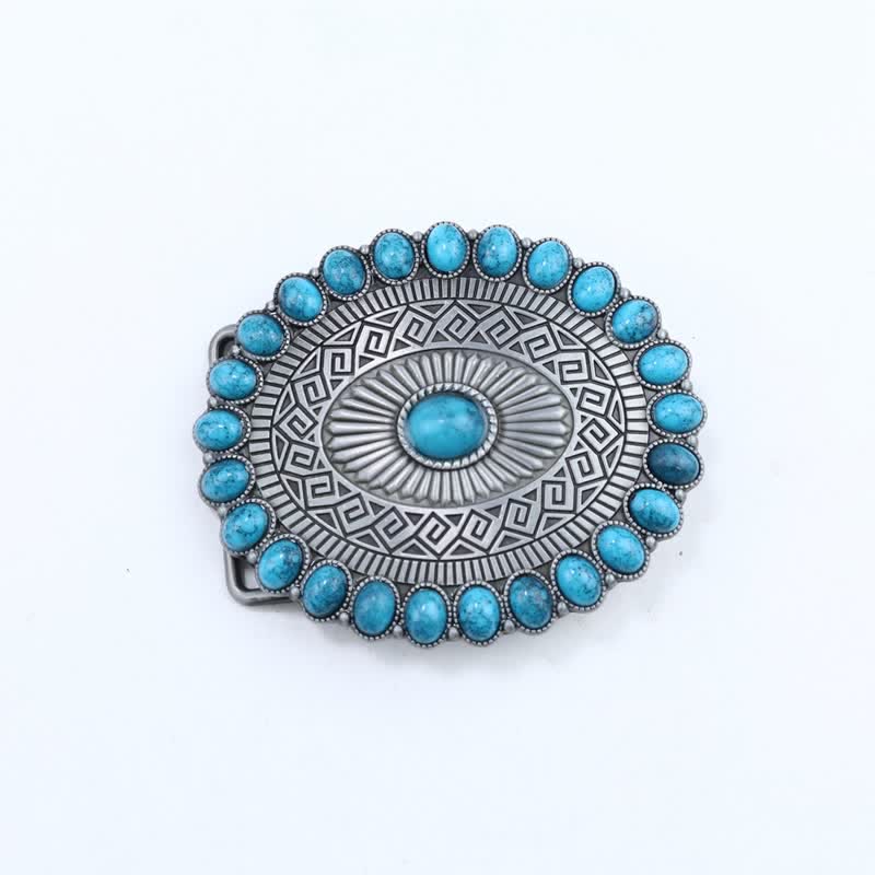Ceinture en cuir à boucle ovale bohème turquoise pour homme