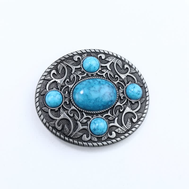 Ceinture en cuir à boucle turquoise pour homme avec motif cowboy western