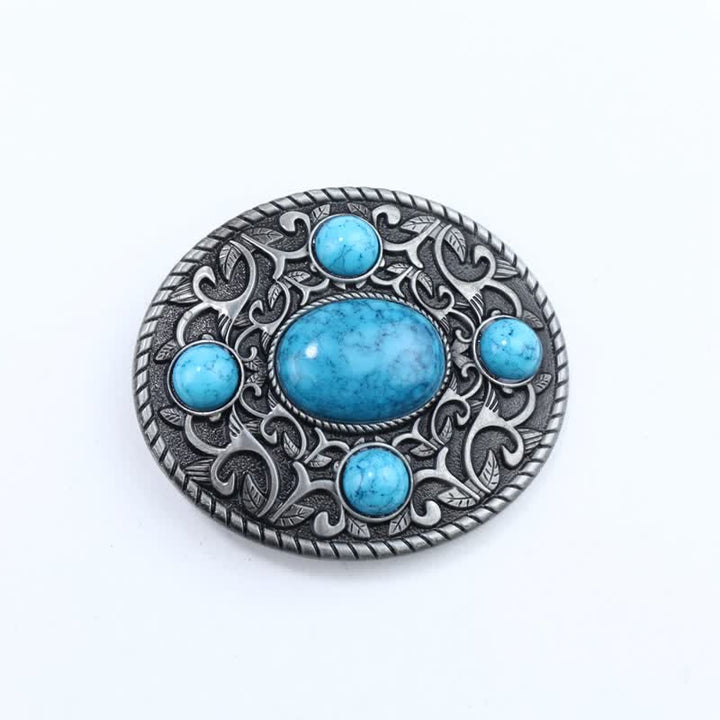 Ceinture en cuir à boucle turquoise pour homme avec motif cowboy western